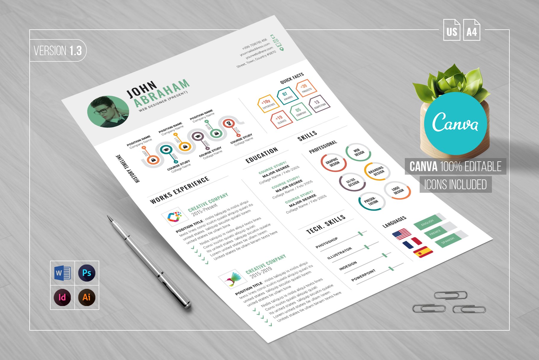 word infographic resume template 303