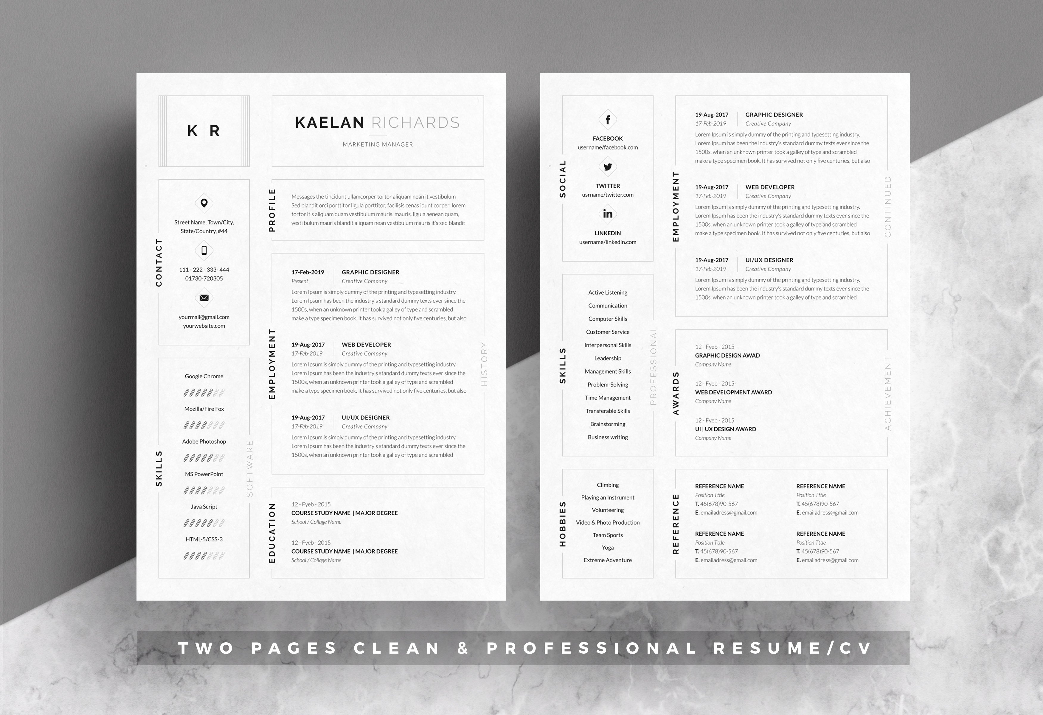 Resume Template Word | Clean Resume preview image.