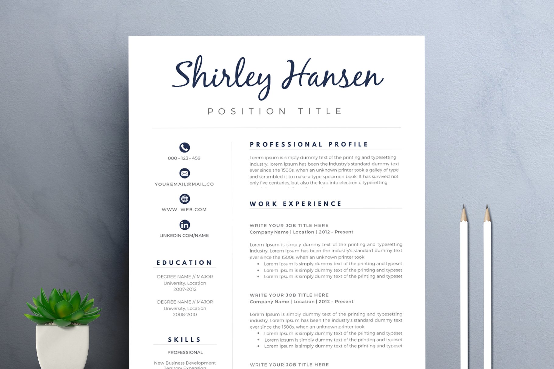 Resume/CV Template for Word cover image.