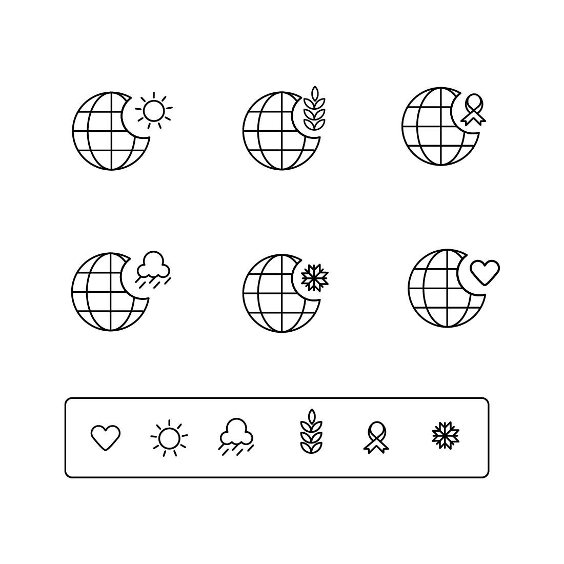 World, sun, chrismas flat illustration icon for your app or web preview image.