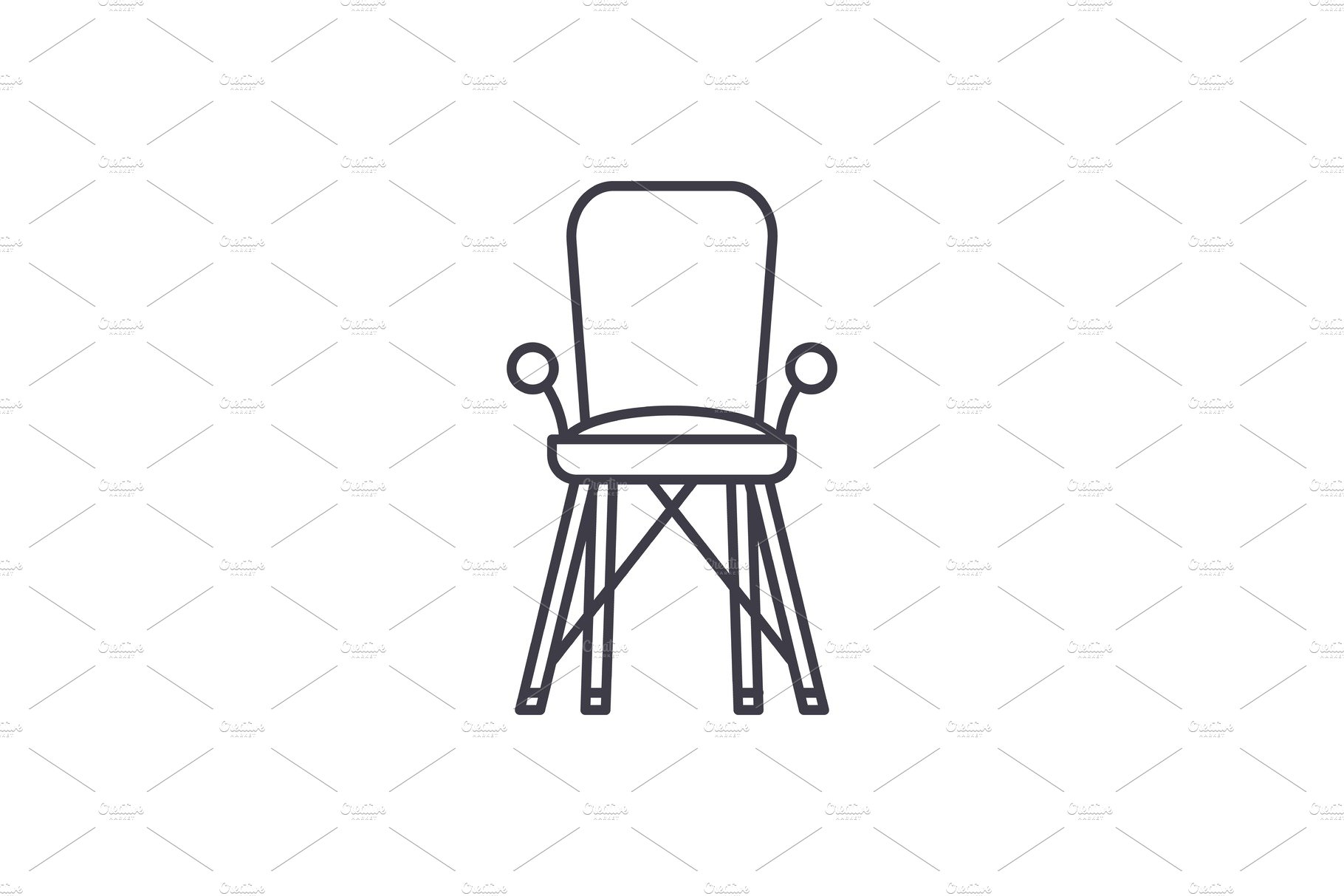 Baby chair in room line icon concept cover image.