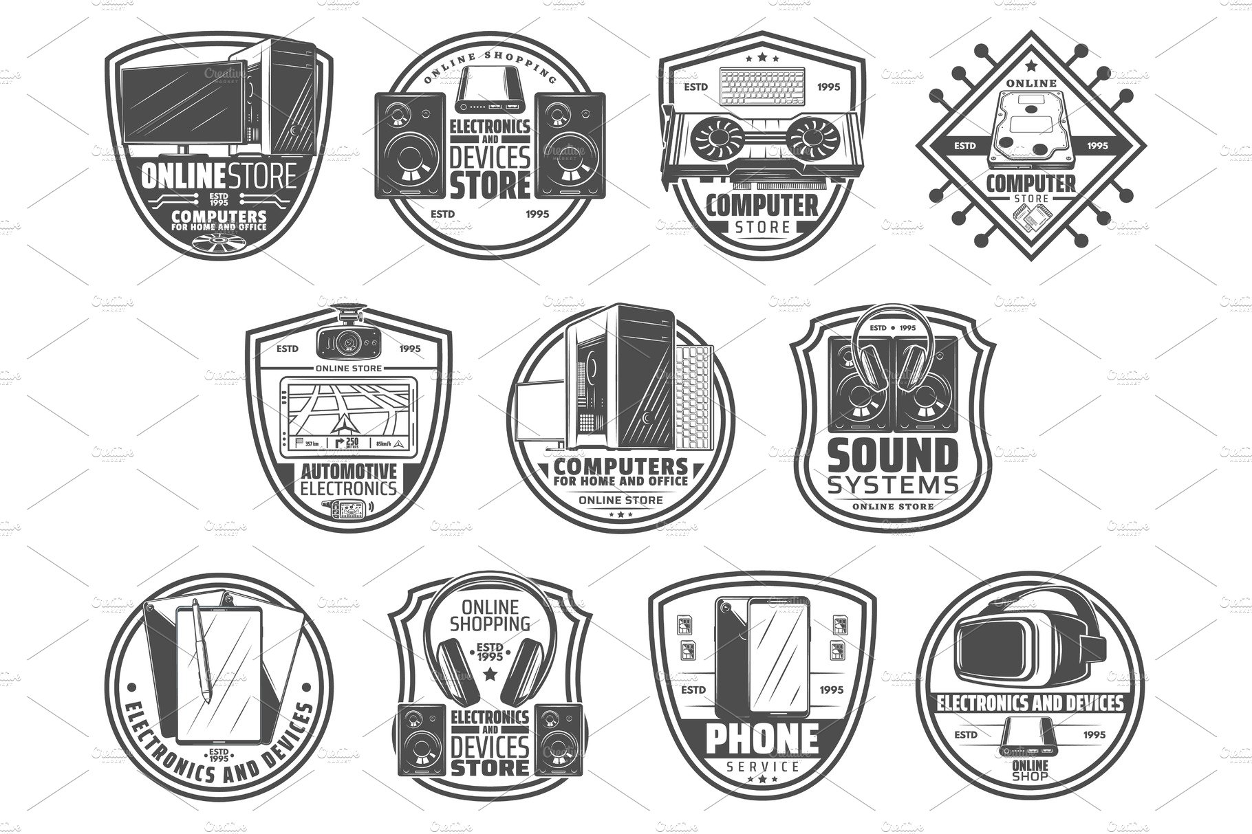 Gadgets and devices retro icons cover image.