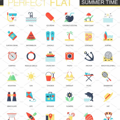 Summer time icons. cover image.