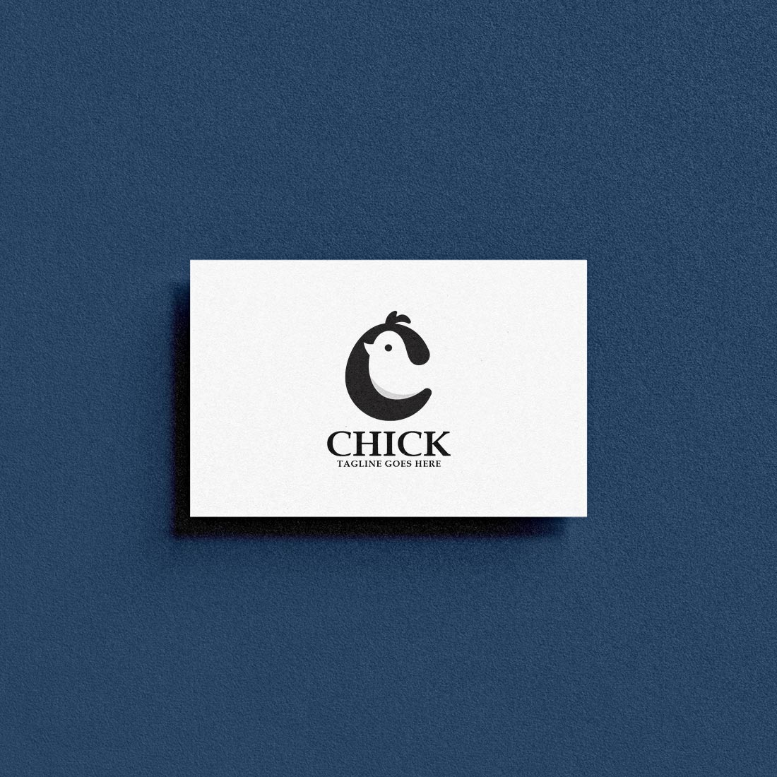 White business card with a black and white logo.