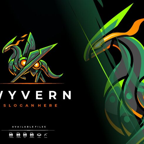 Unique Robotic Wyvern Mascot Logo cover image.