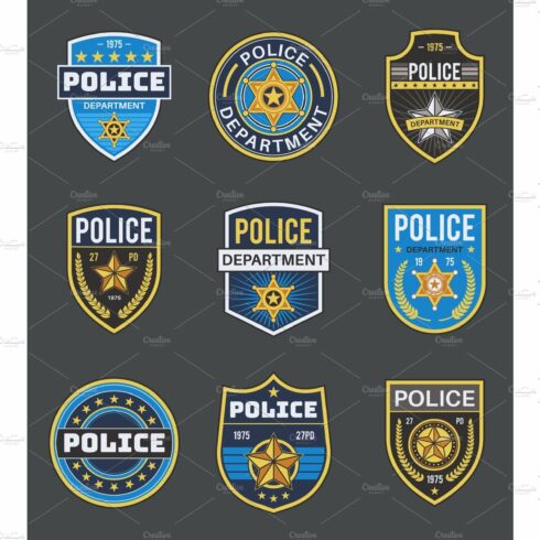 Police labels. Policeman law cover image.