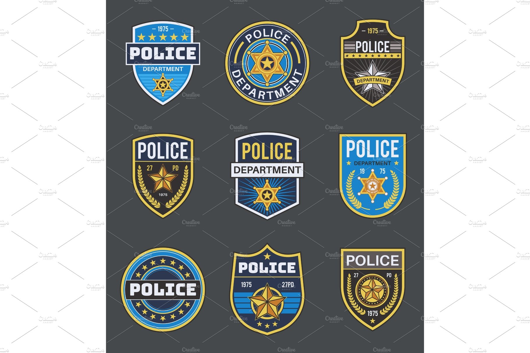 Police labels. Policeman law cover image.