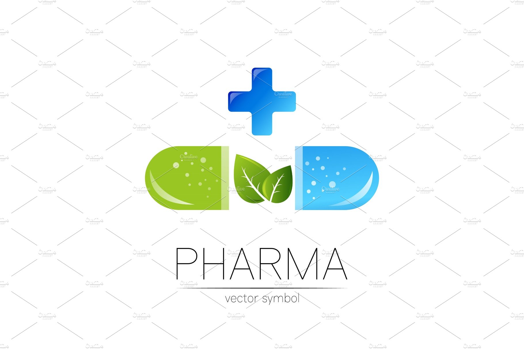Pharmacy vector symbol with green cover image.