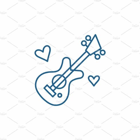 Guitar music line icon concept cover image.