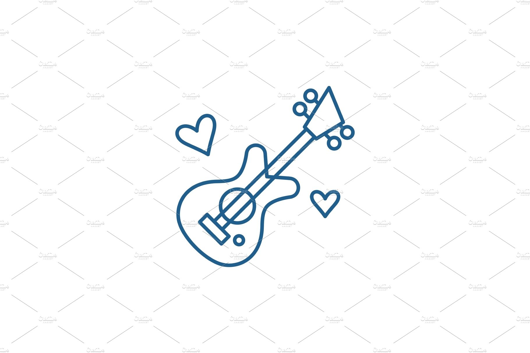 Guitar music line icon concept cover image.