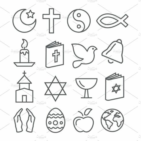 Religion Line Icons cover image.