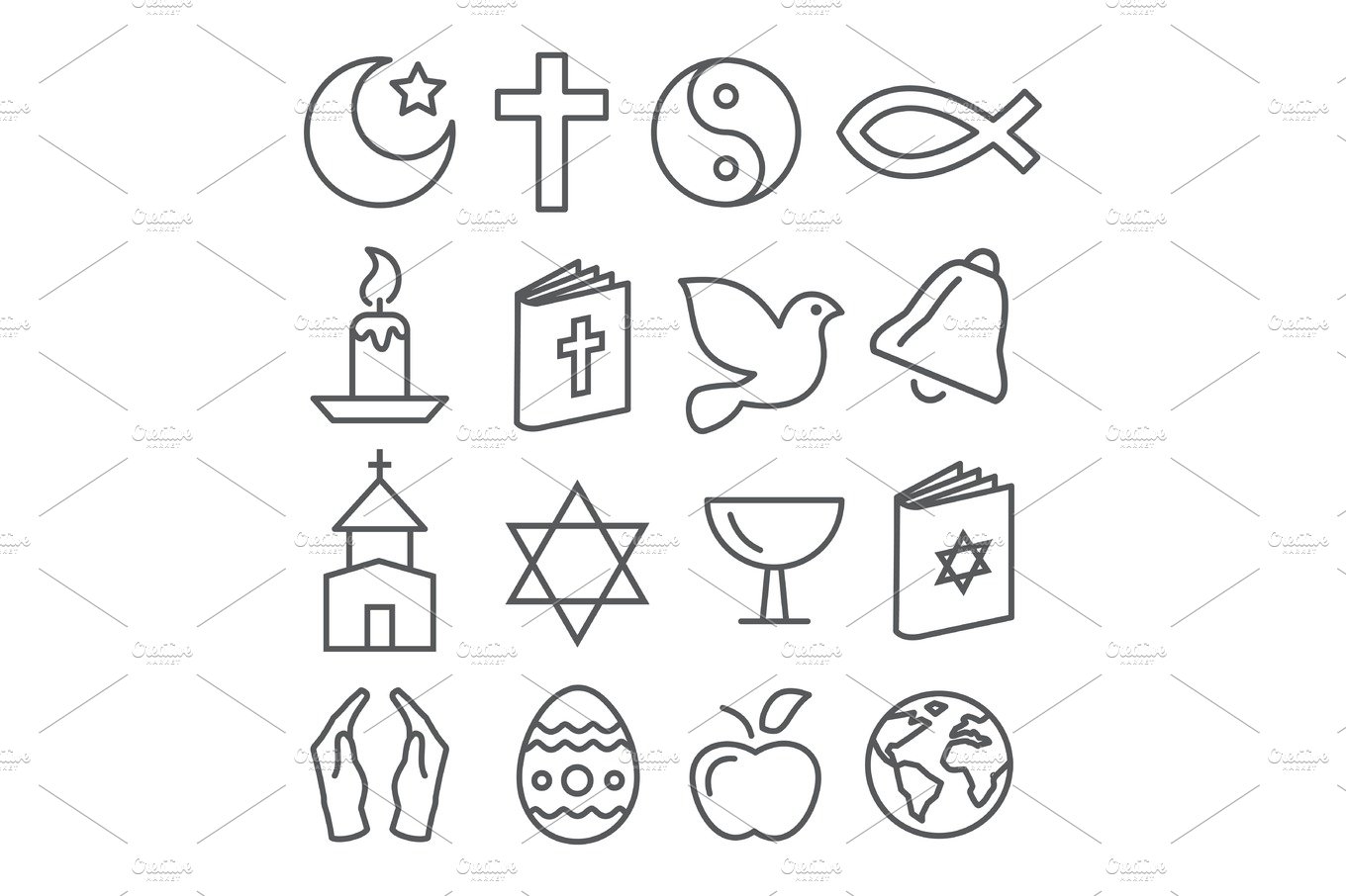 Religion Line Icons cover image.