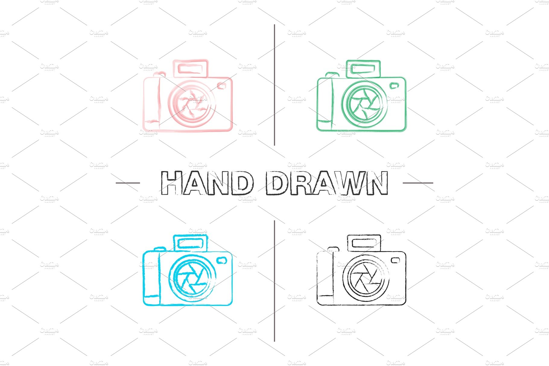 Professional photo camera icons set cover image.