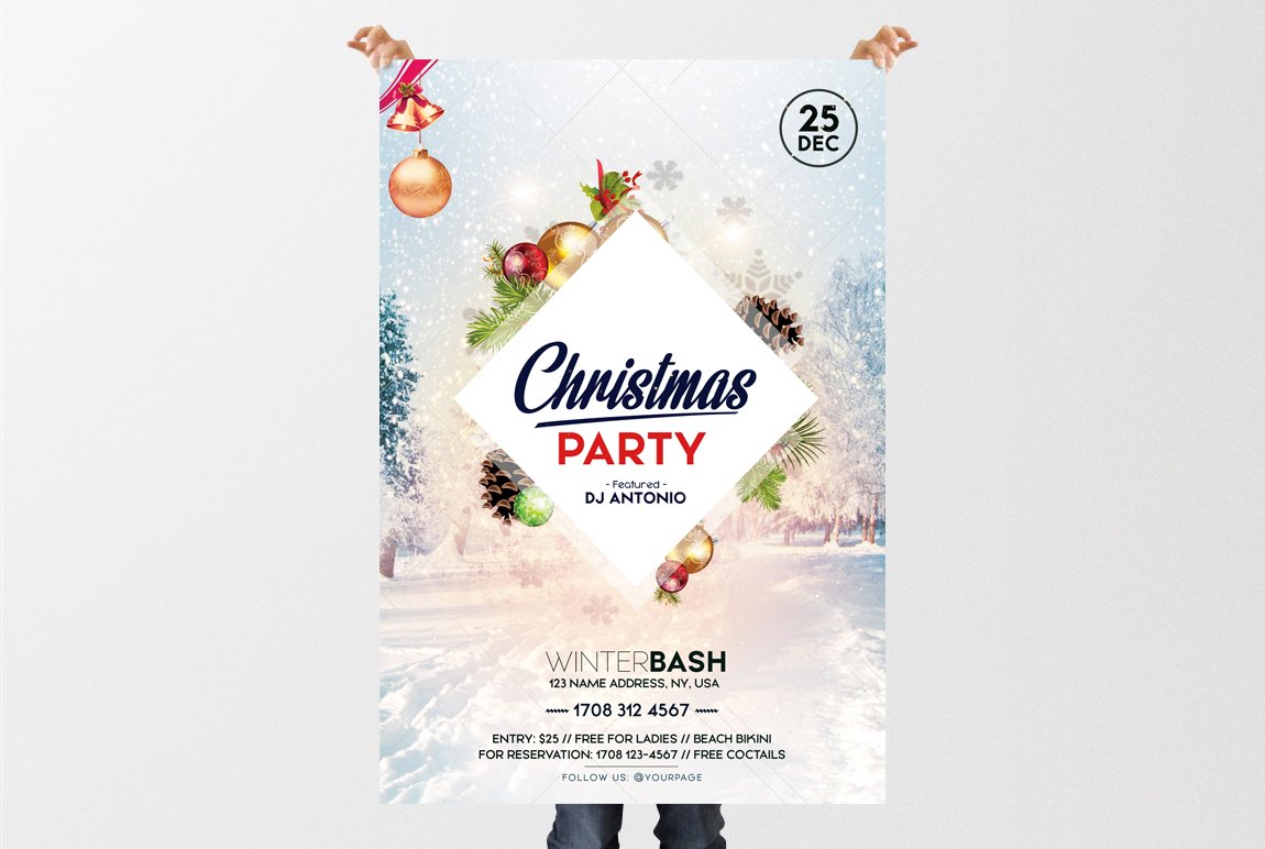 Christmas Party - PSD Flyer Template preview image.