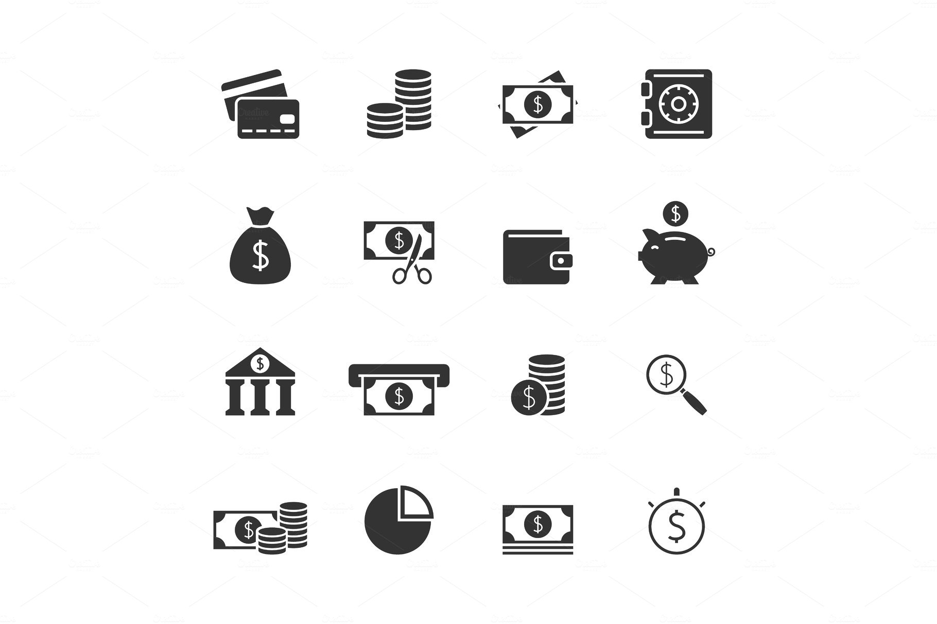 Finance blak icons set cover image.