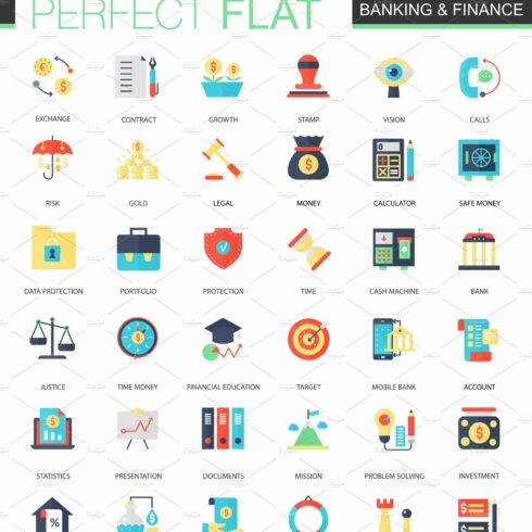 Banking finance icons. cover image.