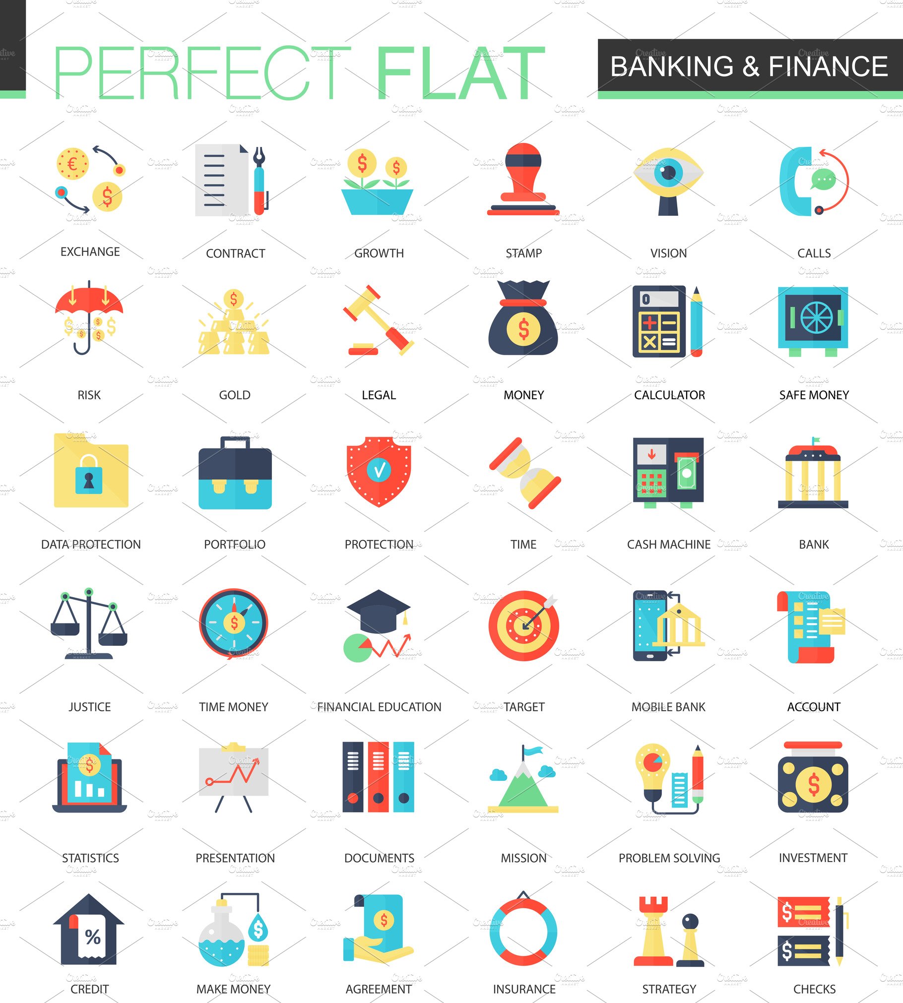 Banking finance icons. cover image.
