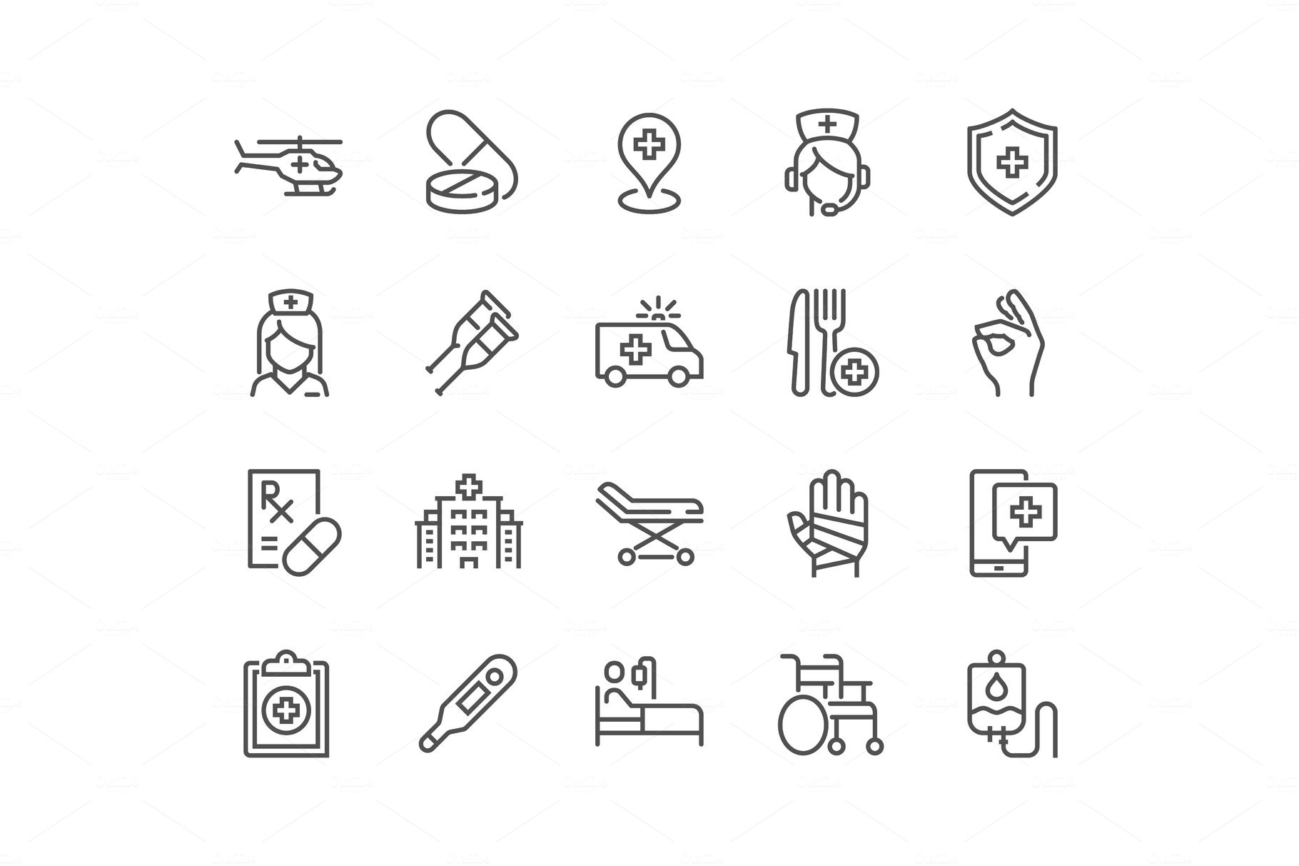 Line Medical Assistance Icons cover image.