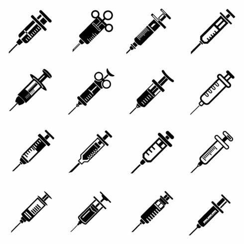 Syringe needle injection icons set cover image.
