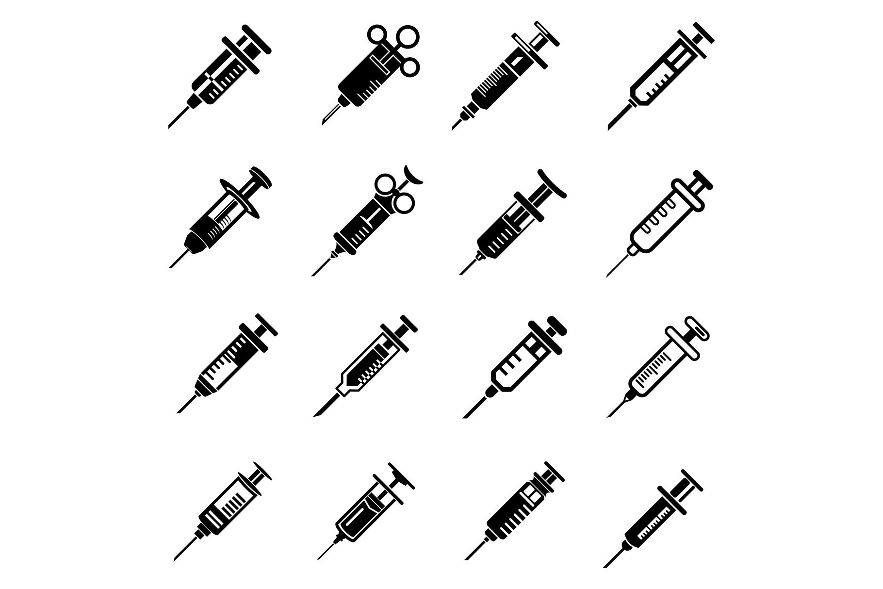 Syringe needle injection icons set cover image.