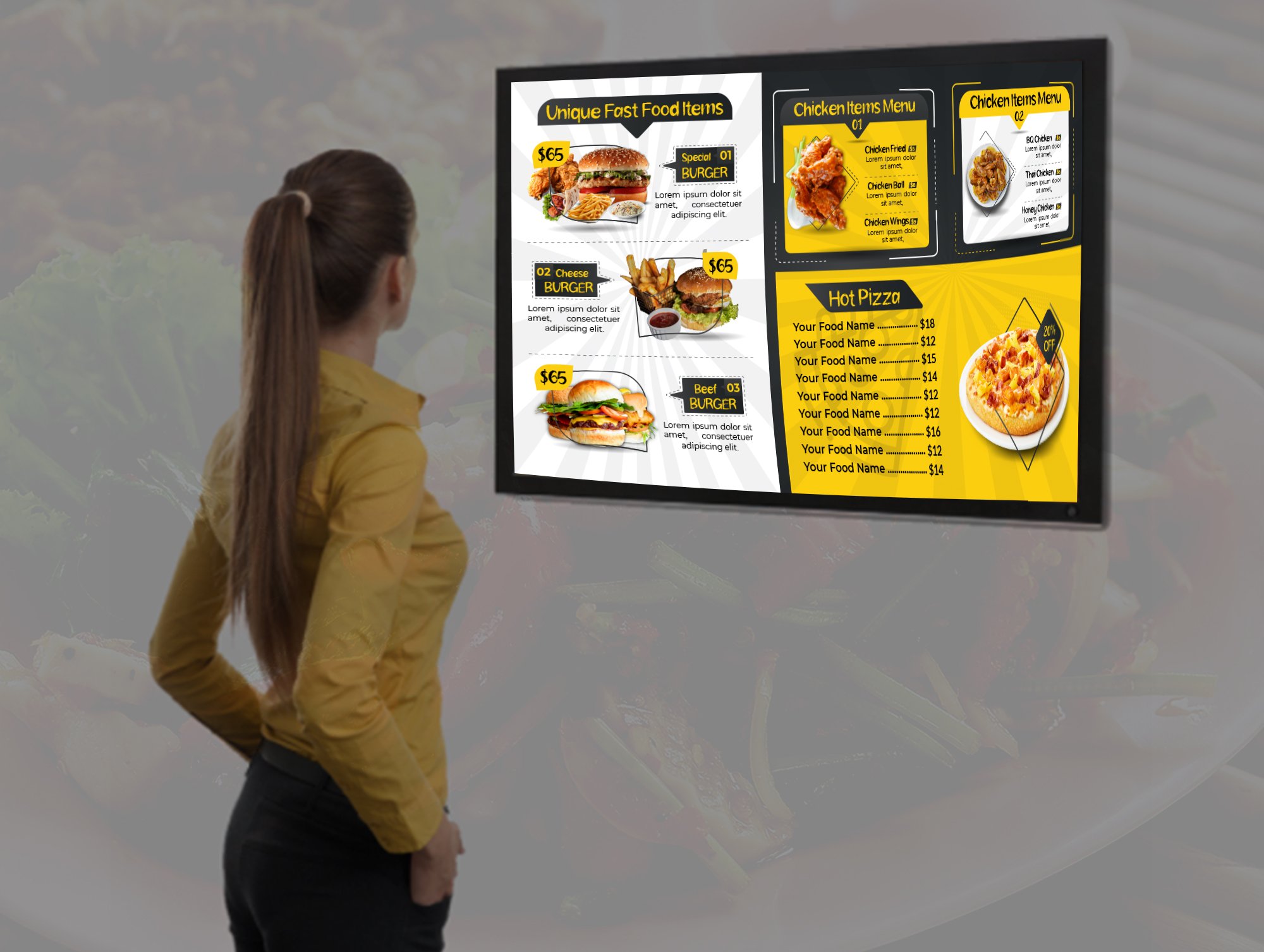 Digital Food Menu Design Template preview image.