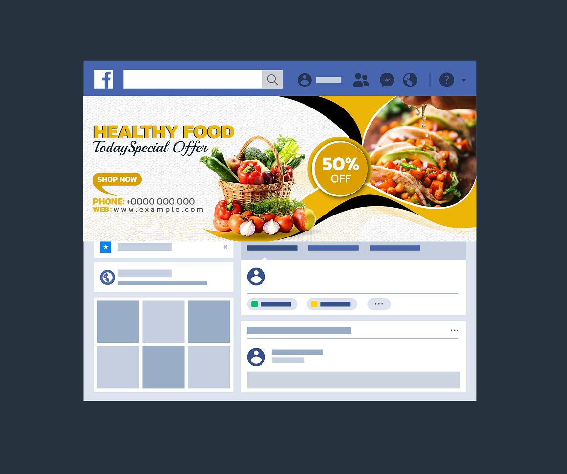 Facebook page for a healthy food restaurant.