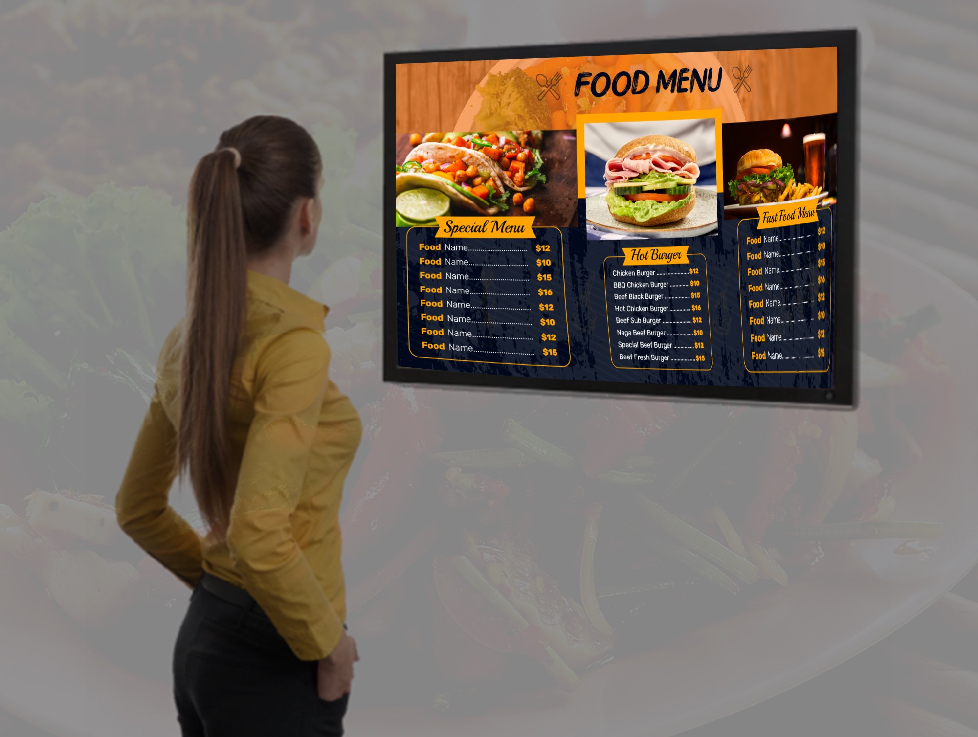 Digital Food Menu Design Template preview image.