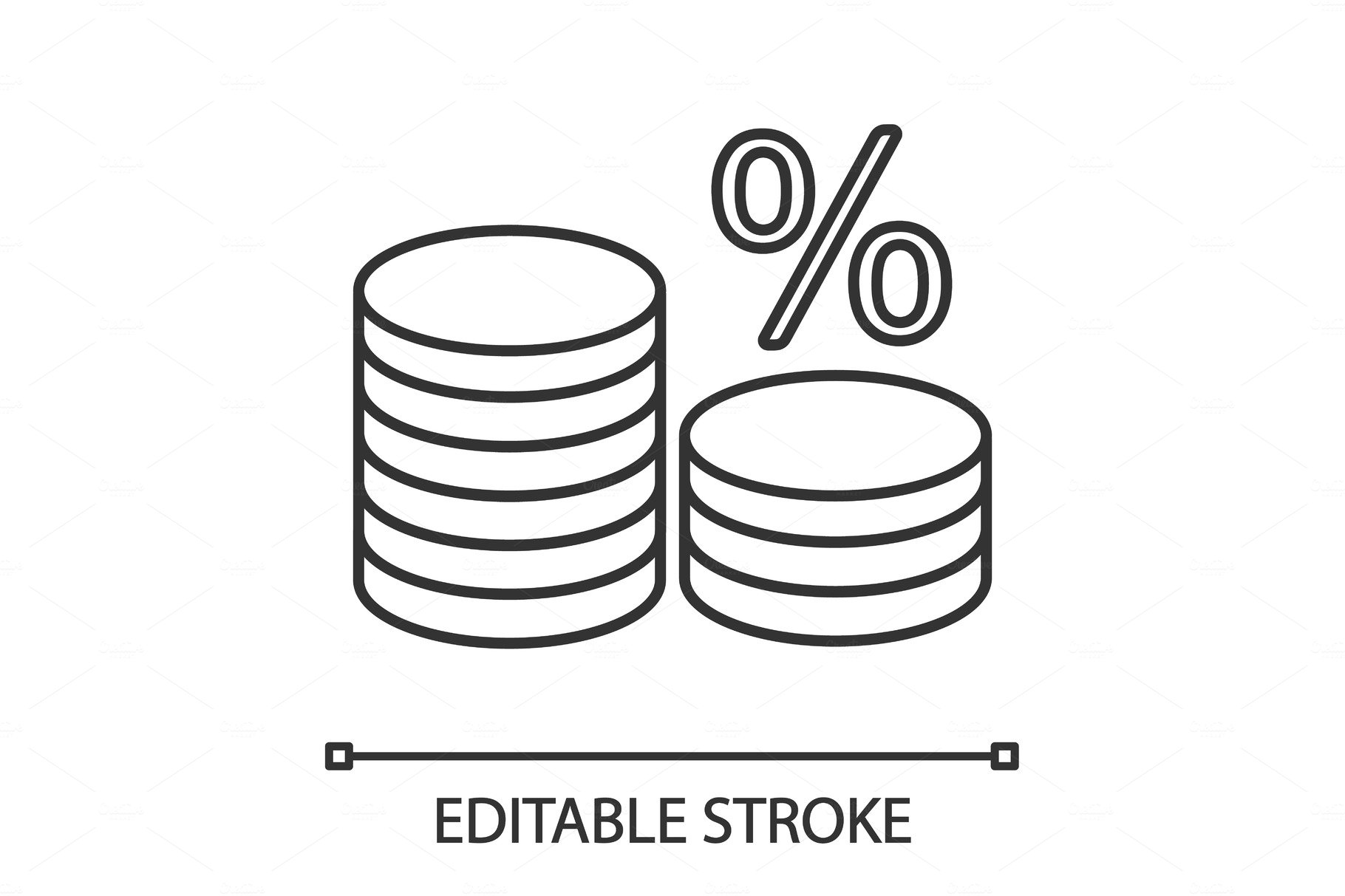 Coin stack with percent linear icon cover image.
