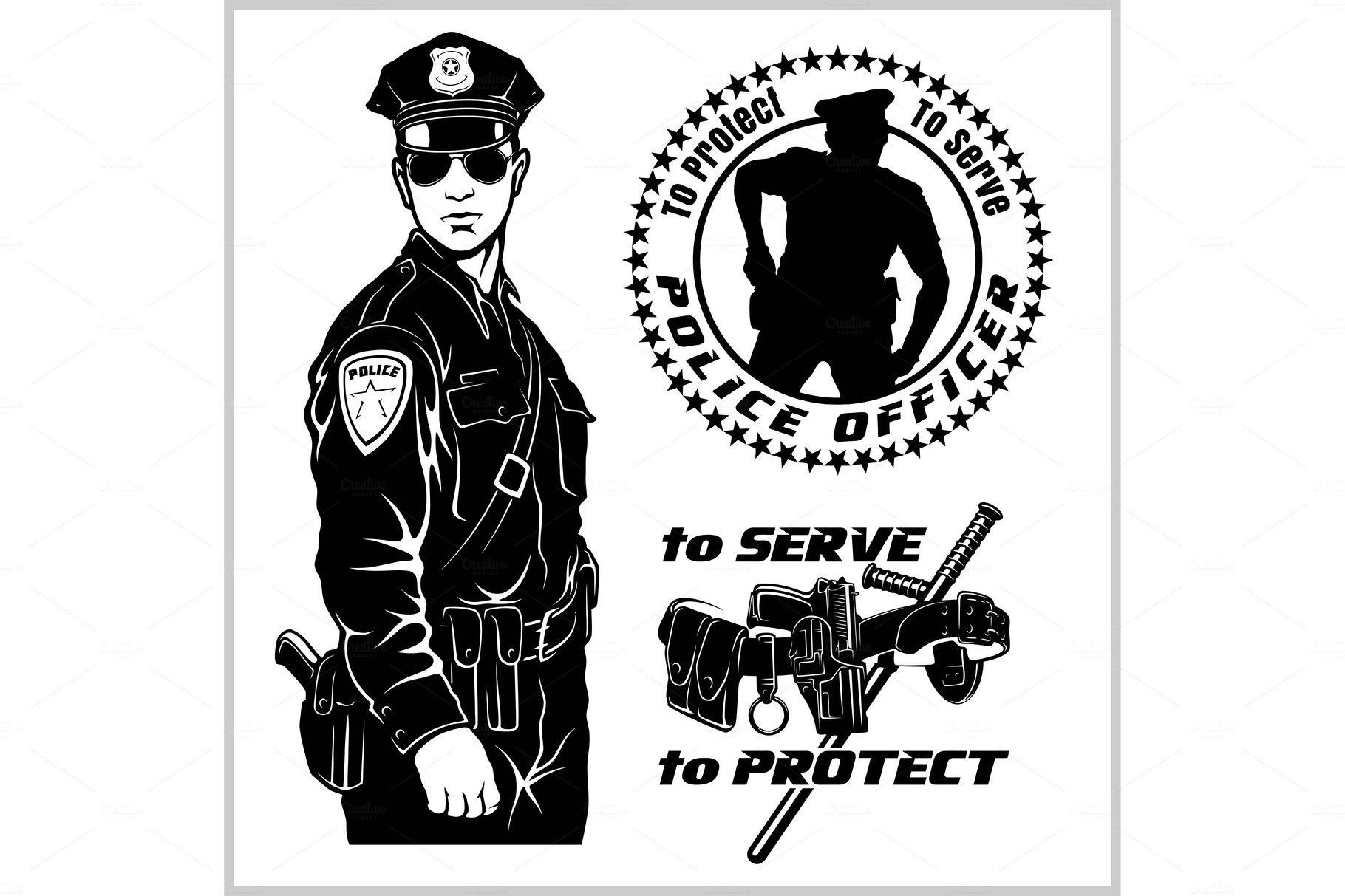 Police man - Police badges and cover image.