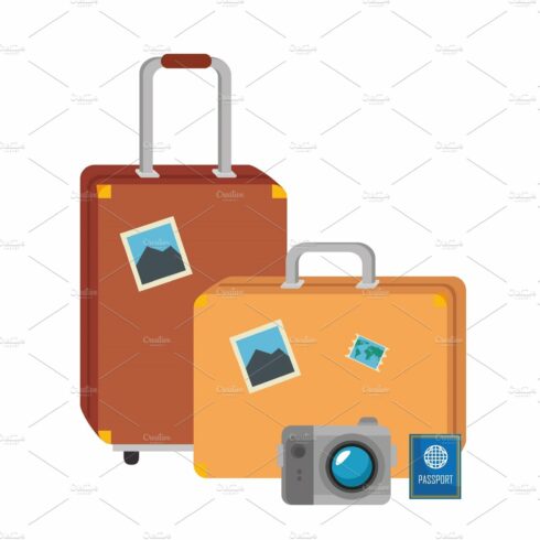 tourism equipment set icons cover image.