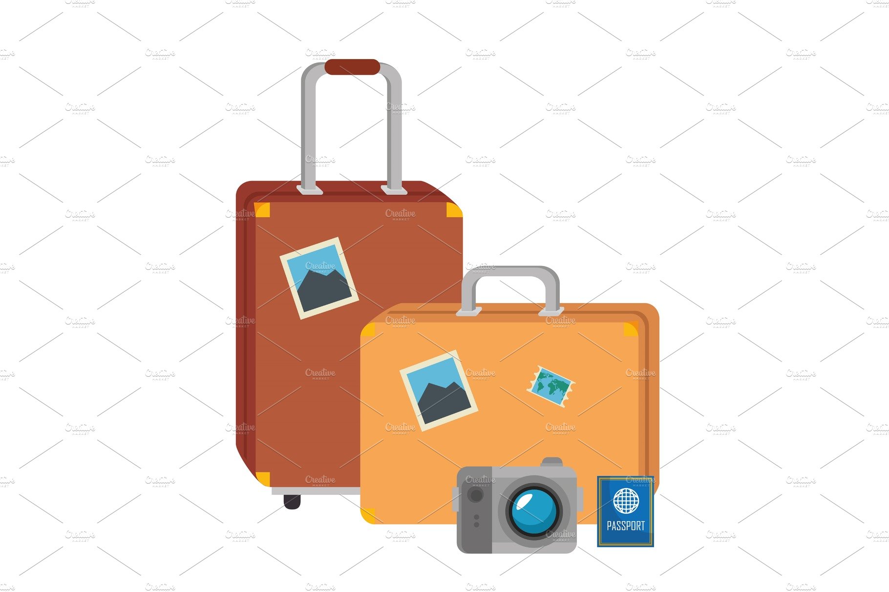 tourism equipment set icons cover image.