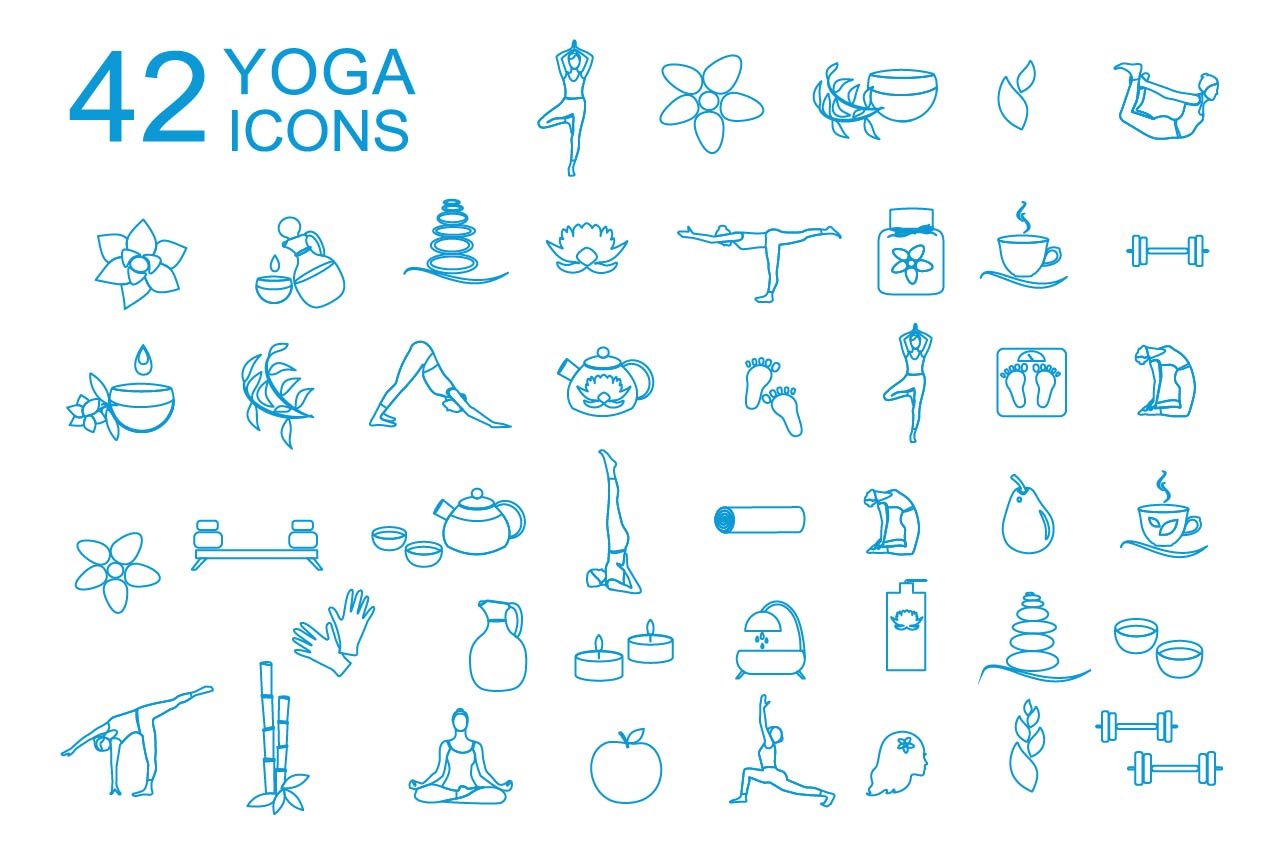 Spa and linear yoga icons cover image.