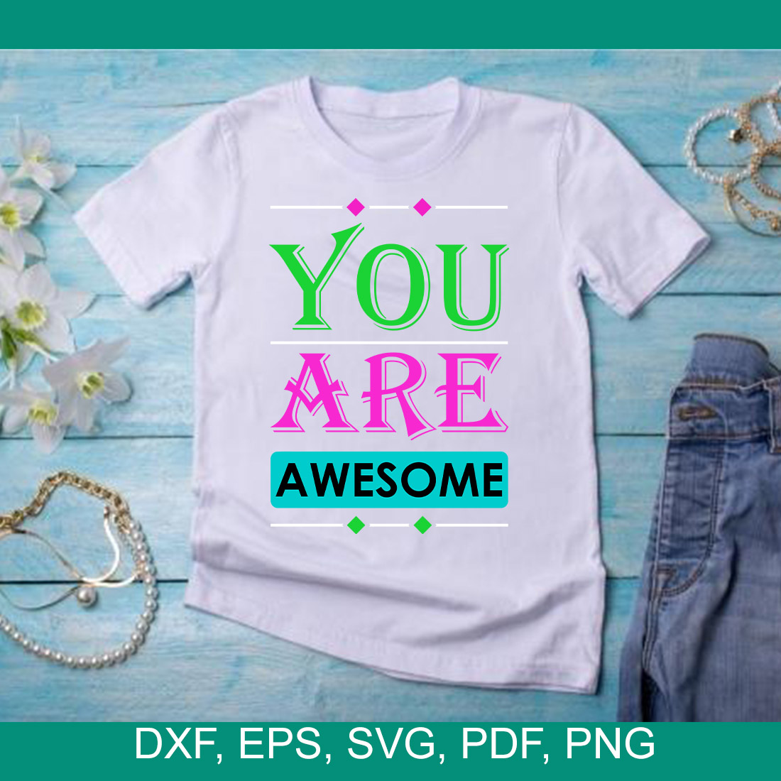 You Are Awesome Inspiring Quote Typography T-Shirt Design preview image.