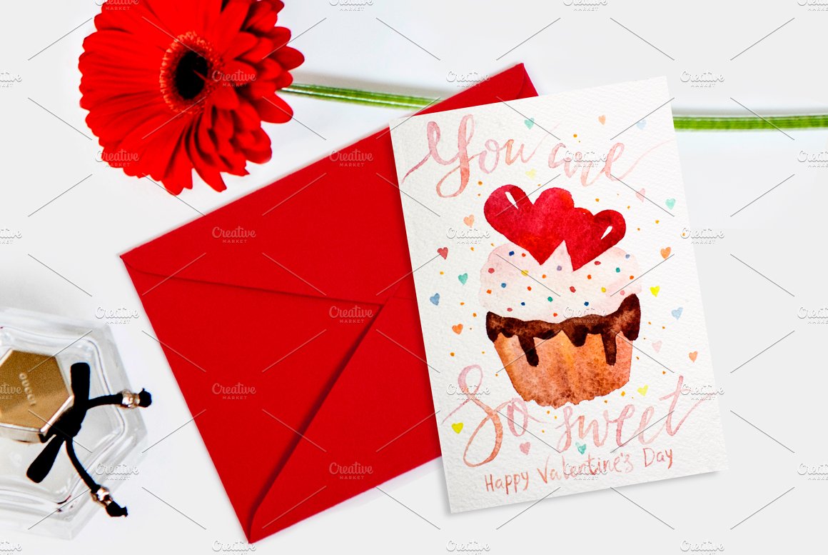 Valentines day lettering card cover image.