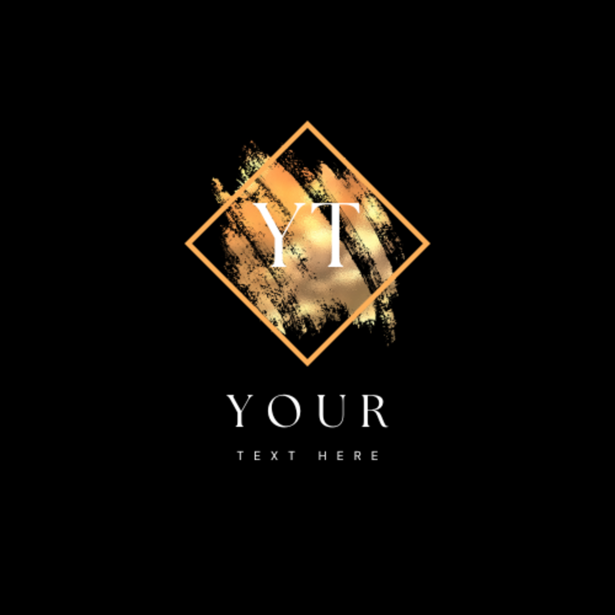 Black and gold logo with the letter yh.