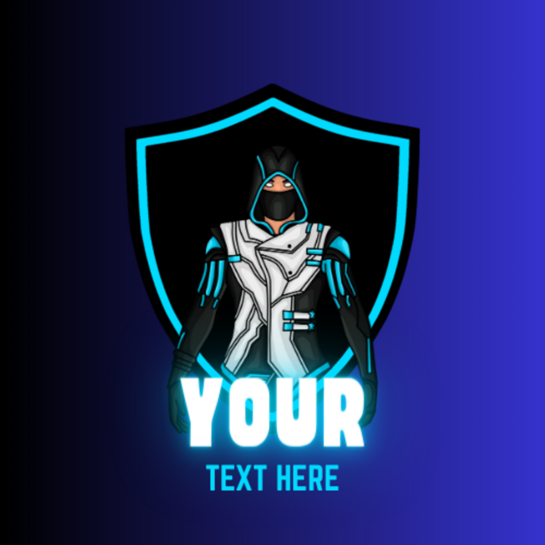 Gaming logo, Ninja logo, Text, Style, Editable preview image.