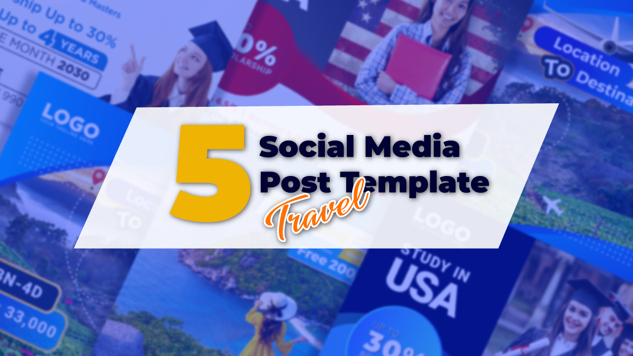 Bunch of social media post templates with the text 5 social media post template.