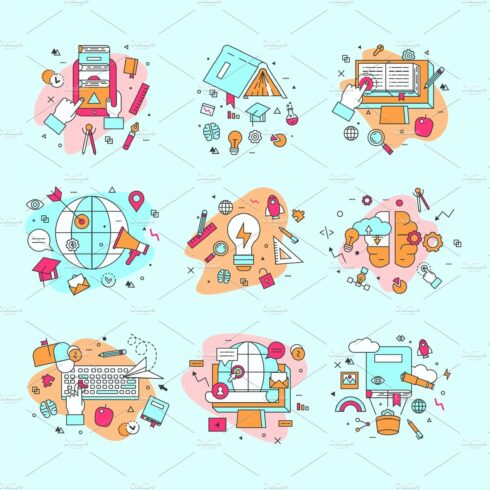 Education icons vector illustration cover image.