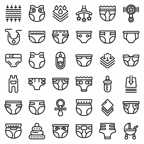Diaper icons set, outline style cover image.