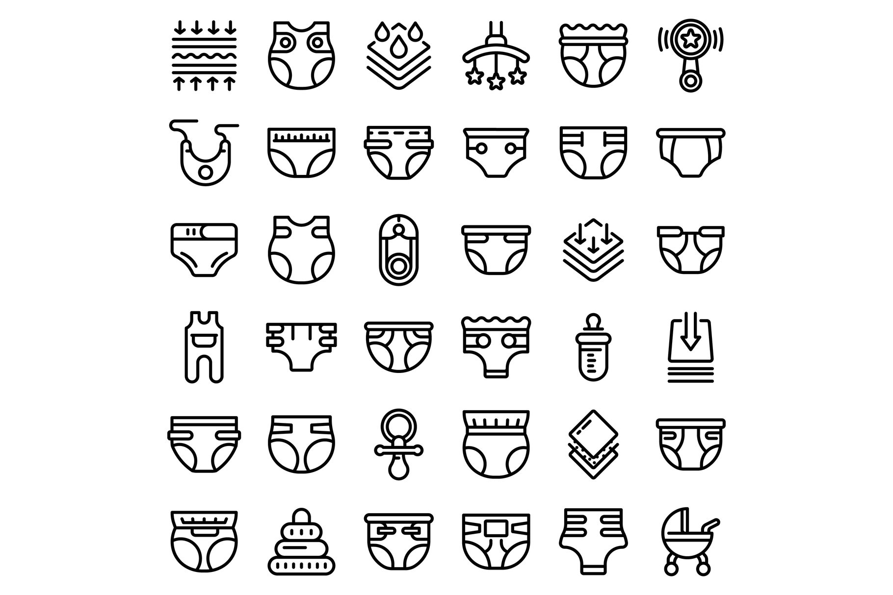 Diaper icons set, outline style cover image.