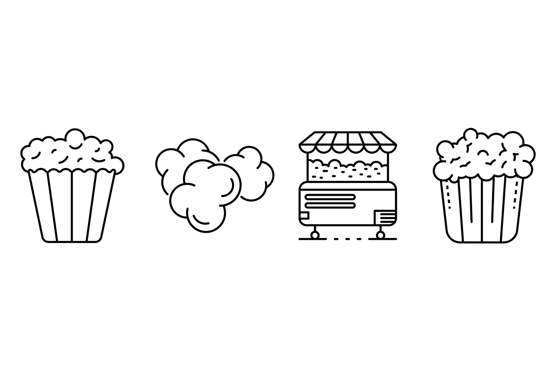 Popcorn icons set, outline style cover image.