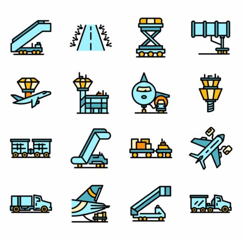 Airport ground support service icons cover image.