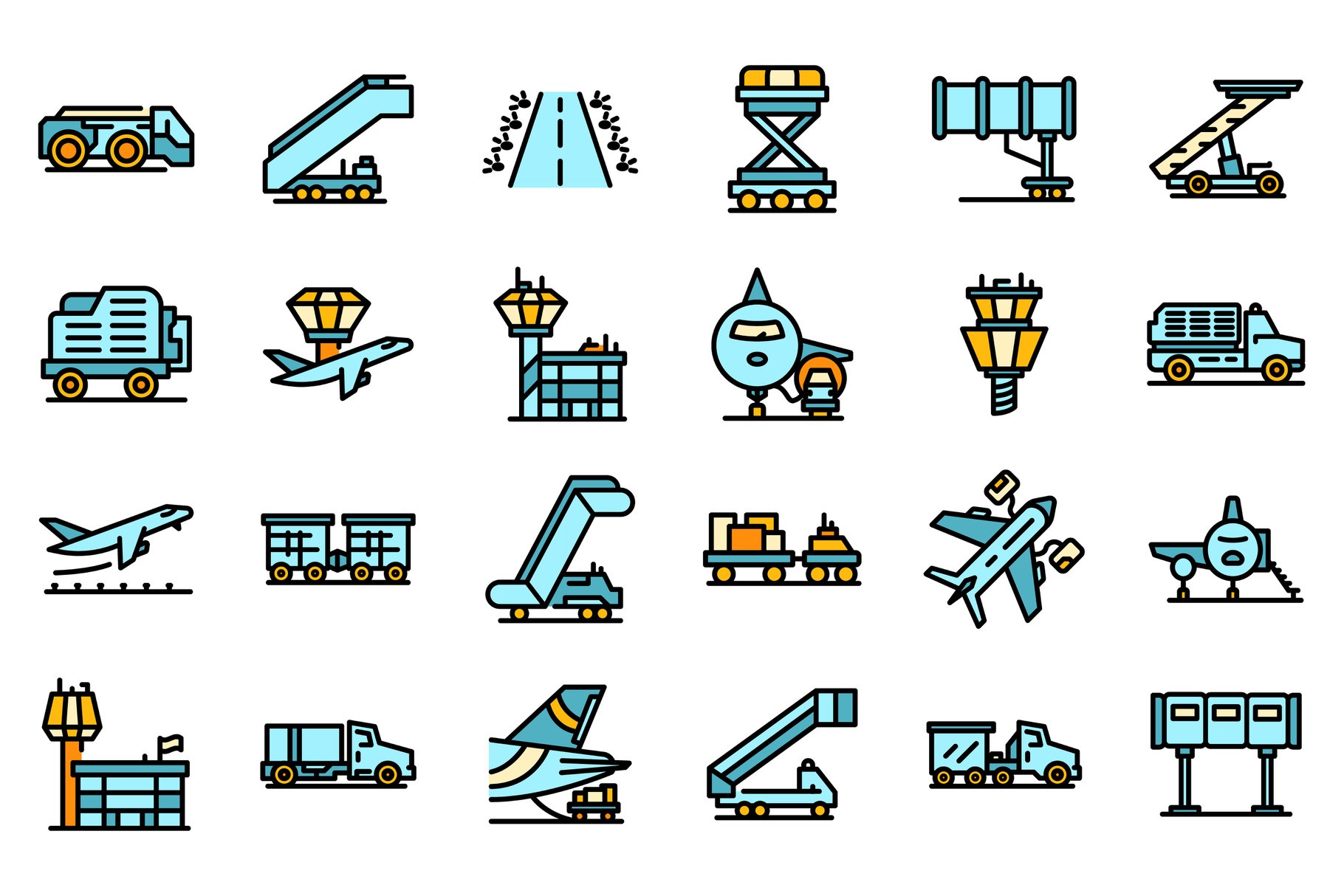 Airport ground support service icons cover image.