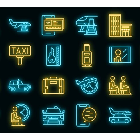 Airport transfer icons set vector cover image.