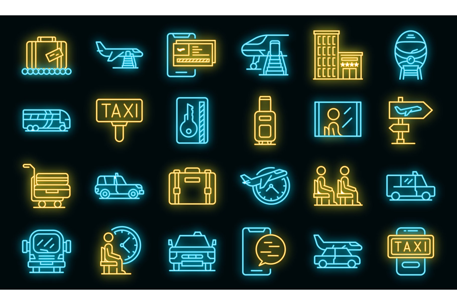 Airport transfer icons set vector cover image.