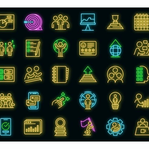 Human resources icons set vector cover image.