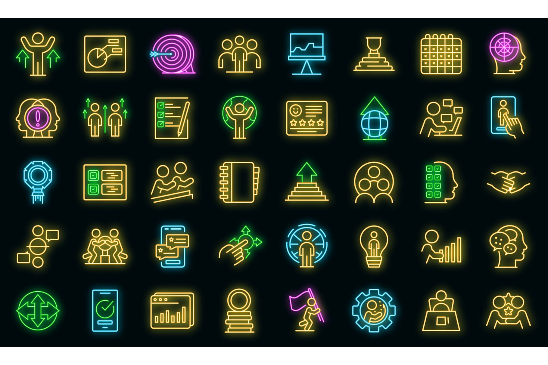 Human resources icons set vector cover image.