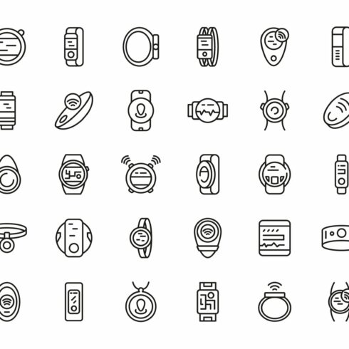 Wearable tracker icons set cover image.