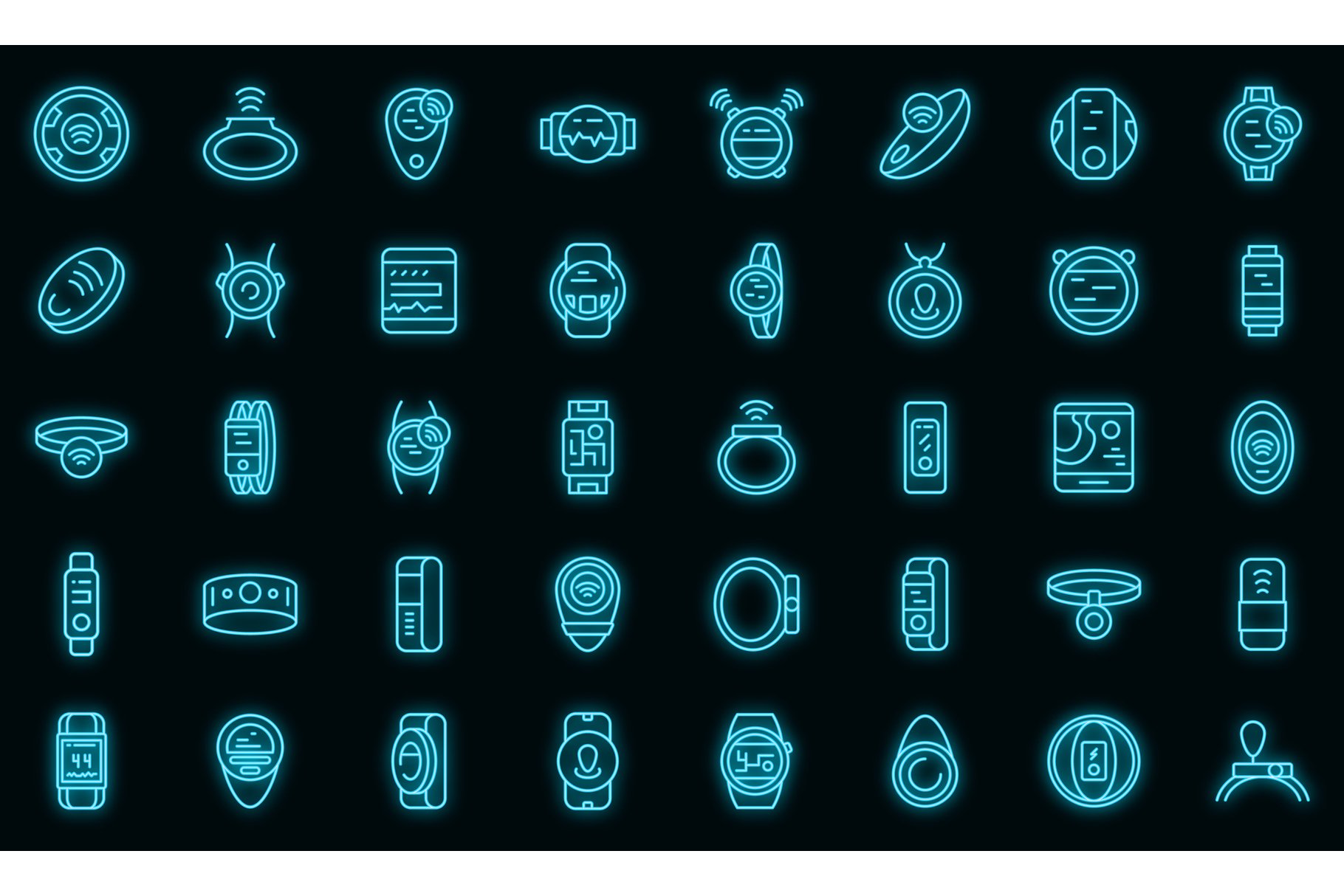 Wearable tracker icons set vector cover image.