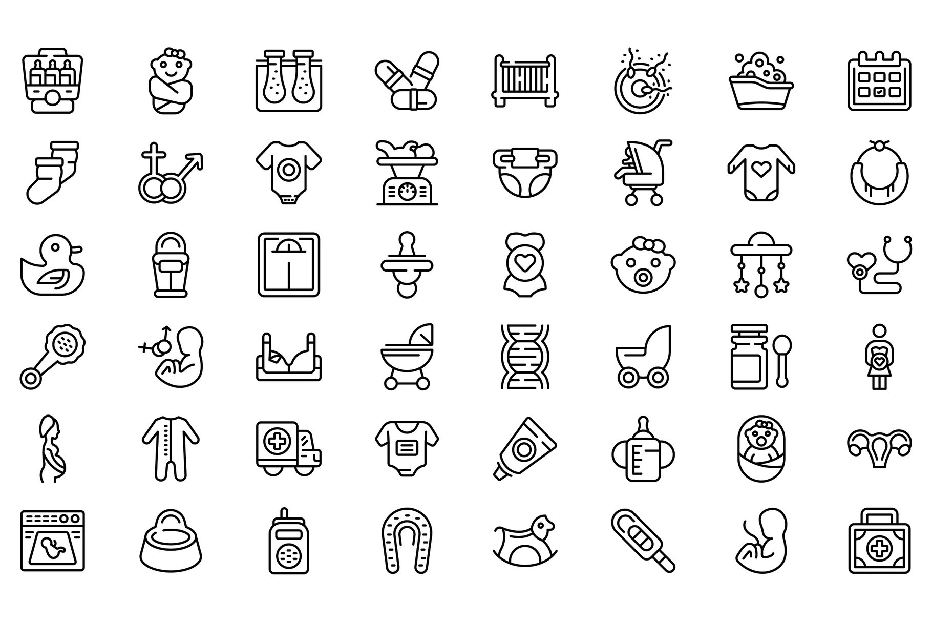 Maternity icons set, outline style cover image.